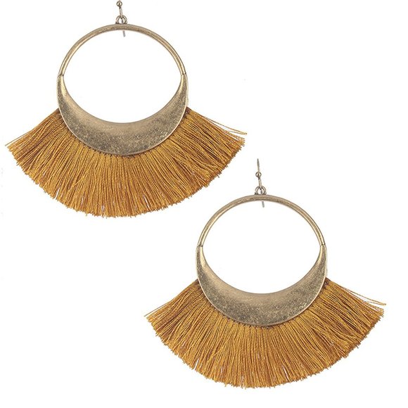 Boho Eclectic Gold Fringe Earrings - Picture 1 of 1